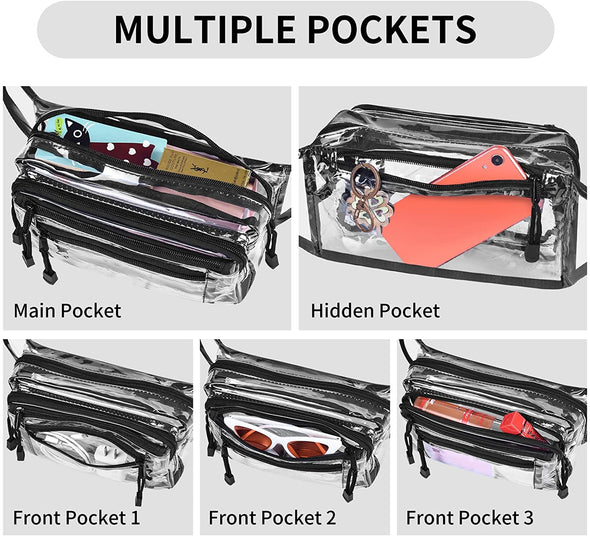 Clear Bag Stadium Approved Large Clear Fanny Pack for Women for Work,Multi-Purpose Waist Bag for Travel & Sporting Event