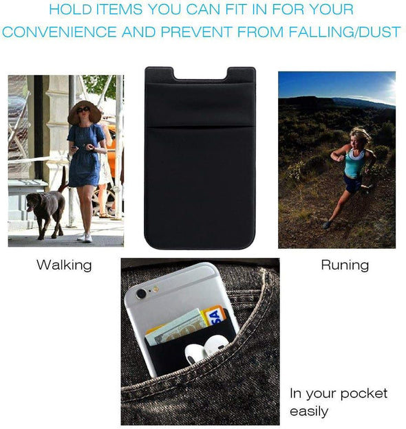 Hoblaze Phone Card Holder Stretchy Lycra Wallet Pocket Credit Card ID Case Pouch Sleeve Adhesive Sticker Compatible with Iphone Samsung Galaxy Android Smartphones - 3Pack Black