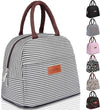 BALORAY Lunch Bag for Women Men Insulated Lunch Box for Adult Reusable Lunch Tote Bag for Work, Picnic or Travel(Black White Stripes)