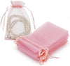 HRX Package 100Pcs Blush Pink Organza Gift Bags, 4 X 6 Inch Candy Mesh Drawstring Bags Jewelry Pouches for Christmas Wedding Baby Shower Party