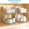 Vtopmart 4 Pack Bathroom Organizer, 2 Tier Clear under Sink Organizers Vanity Countertop Storage Container,Cabinet Drawers Bins, Pull-Out Organization with Track for Pantry, Kitchen
