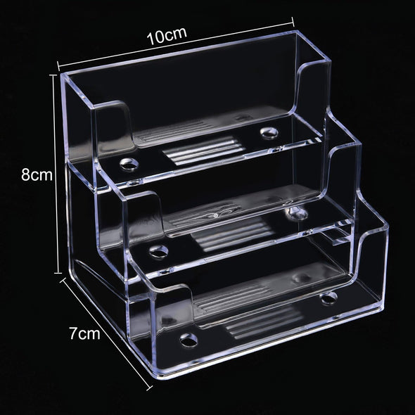 Tecunite 2 Pieces Business Card Holder 3 Tiers Acrylic Stand Organizer Clear Card Holder Display for Office, 180 Cards Capacity