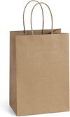 Bagdream Small Gift Bags with Handles 50Pcs 5.25X3X8 Inches Kraft Paper Bags Bulk for Party Favor, Retail, Wedding, Gifts, Recyclable Brown Paper Sacks