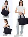 Wandering Nature Puffer Tote Bag with Cup Holder & Laptop Compartment & Trolley Sleeve for Travel, Work, Nurse, Women