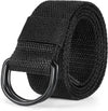 Maikun Mens & Womens Canvas Belt with Black D-Ring Buckle 1 1/2" Wide Solid Color Fabric Belt for Men
