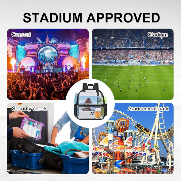 USPECLARE Clear Backpack Stadium Approved 12X11X6, Waterproof Clear Bag Stadium Backpack for Concert Work Sport Event