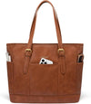 LOVEVOOK Laptop Tote Bag for Women,Vintage Leather Work Tote Bag for Women, 15.6 Inch Computer Briefcase Bag,Waterproof Teacher Business Office