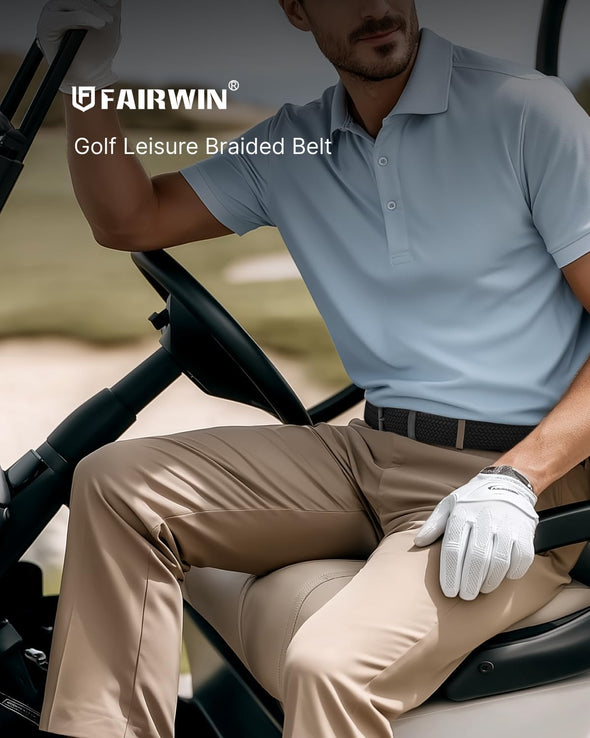 FAIRWIN Elastic Braided Stretch Mens Golf Casual Jeans Belts Woven 1 3/8" Nylon Work Belts for Men Pants Shorts