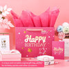 13" Pink Happy Birthday Gift Bag with Tissue Paper and Greeting Card for Party,Happy Birthday Gift Bag for Men Women,Gift Bags Medium Size(1 PCS Pink Hot Stamping)