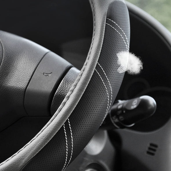 Elantrip Sport Leather Steering Wheel Cover 14 1/2 Inch to 15 Inch Universal, Padded Soft Grip Breathable for Car Truck SUV Jeep, anti Slip Odorless Black and Gray