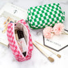 PAZIMIIK Checkered Makeup Bag for Purse Portable Zipper Make up Pouch Small Cosmetic Case for Travel Accessories (Hotpink)