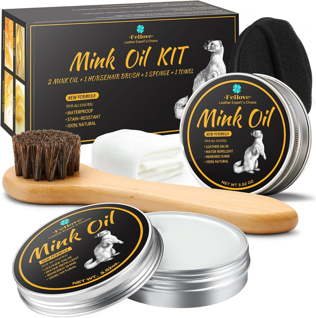 Feilove 5-in-1 Mink Oil Leather Conditioner & Cleaner Kit – Kinzd