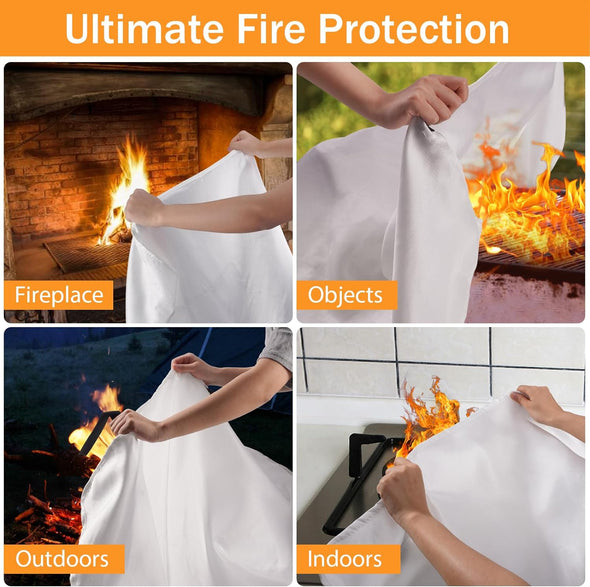 Emergency Fire Blanket for Home Kitchen - KANHIRO Fiberglass Fire Suppression Blanket Great for School, Fireplace, Grill, Car, Office, Warehouse (4 Pack, 39 in X 39 In)