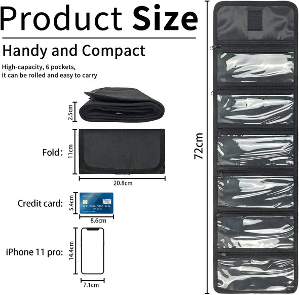 Money Bag, Money Wallet Organizer for Cash with 6 Zippered Pockets, Money Pouch, Bill Organizer, Cash Envelope Wallet Small Travel Holder for Budgeting, Currencies, Receipt, Coins, Coupons and Tips