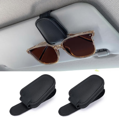 Shering Sunglasses Holders for Car Sun Visor, 2Pack Magnetic Leather Glasses Eyeglass Hanger Clip for Car, Visor Sunglasses Holder Clip Car Accessories for Truck