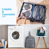 GOGOODA Travel Laundry Bags with Drawstring Closure XL Large Foldable Dirty Clothes Bags with Handle Heavy Duty and Washable for College Dorm Travelling Camping, 2 Pack, Beige