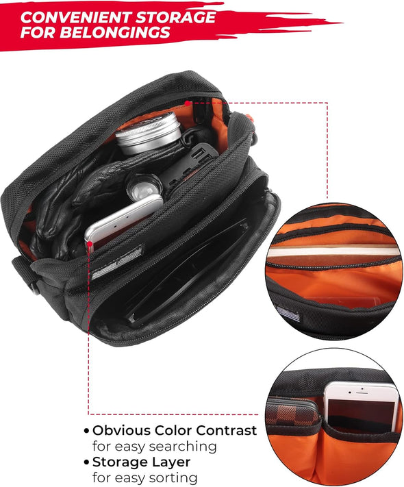 KEMIMOTO Motorcycle Bag, Handlebar Tool Bag Storage Accessory Saddlebag Universal for Front Fork Handle Bar Sissy Bar Compatible with Cruiser Softail Dyna Sportsters
