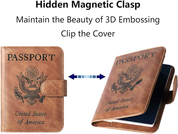 Airtag Passport Holder Cover Wallet Travel Essentials Leather Travel Wallet Rfid Blocking Case Vacation Travel Must Haves Travel Accessories for Men Women (117#Brown)