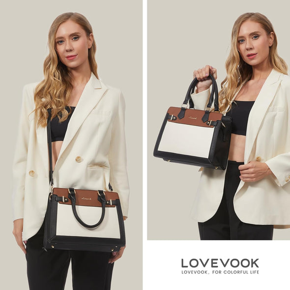 LOVEVOOK Purses and Handbags for Women, Tote Shoulder Bag Satchel Black Purse and PU Leather Top Handle for Ladies