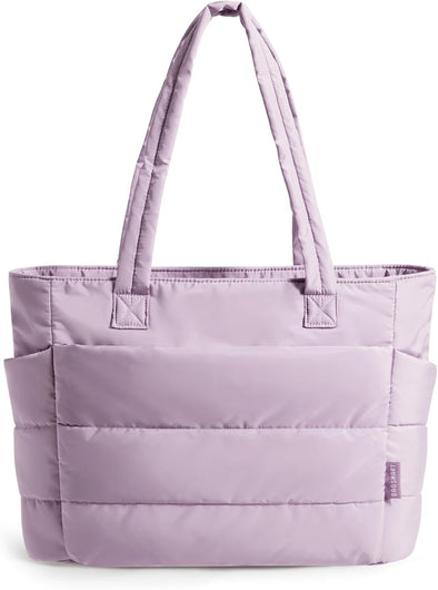 BAGSMART Tote Bag for Women, Lightweight Puffy Tote Bag with Compartments, Quilted Shoulder Bag Handbag for Travel, Work