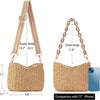 Herald Small Handmade Straw Pocketbook Crossbody Bag for Women, Summer Chic Woven Handbag Shoulder Purse with Chain