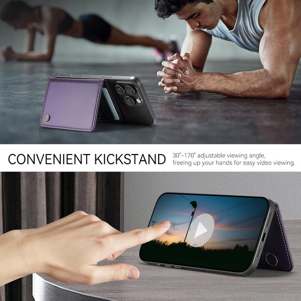 Defencase for Magsafe Wallet Magnetic Card Holder RFID Blocking, PU Leather Minimalist Phone Wallet Compatible with Magsafe Phones and Cases for Iphone 16/15/ 14/13/ 12/ Pro/Max/Plus, Purple