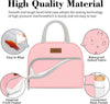 Coobiiya Lunch Bag for Women Men, Insulated Reusable Picnic Bag, 10.8"L X 6.3"W X 8.85"H, Pink