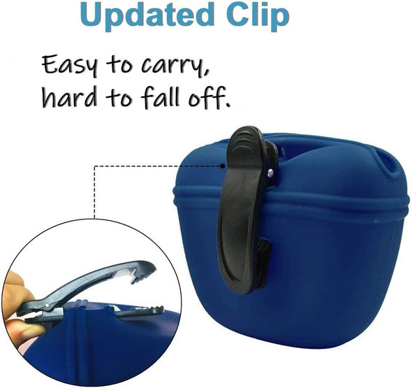 Silicone Dog Treat Pouch-Small Training Bag-Portable Dog Treat Bag for Leash with Magnetic Closure and Waist Clip[Us Design Patent]