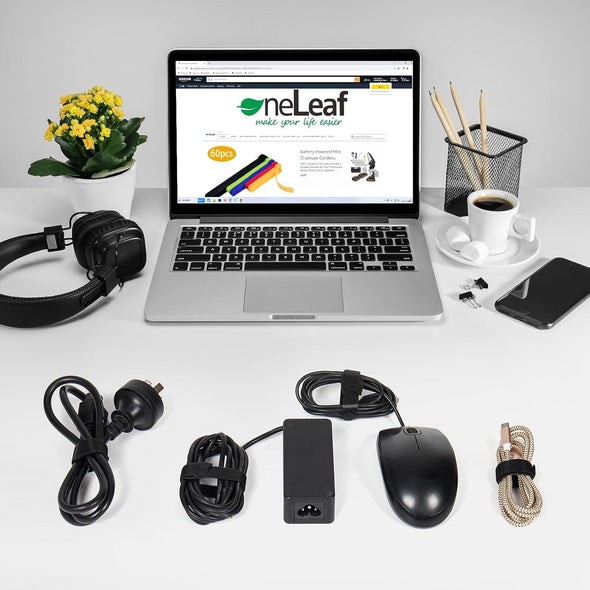 Oneleaf 80PCS Reusable Cable Ties, Black Adjustable 6-Inch Cord Organizer Ties, Multi-Purpose Hook Loop Cable Management Wire Ties for Organizing Home, Office, Data Centers