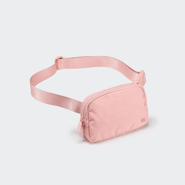 Pander Two Way Zipper Fanny Pack Nylon Everywhere Belt Bag for Women, Water Repellent Waist Packs, Crossbody Bags with Adjustable Strap (Mono Pink).