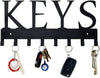 Happyhapi Metal Key Hanger Wall Mount, Key Holder Wall Mounted Key Hooks Organizer Key Hanger Rack Wall Mounted for Home, Entryway, Hallway, Office, Matte Black,11.4''4.9''0.6''