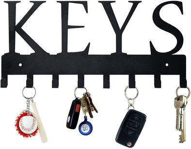 Happyhapi Metal Key Hanger Wall Mount, Key Holder Wall Mounted Key Hooks Organizer Key Hanger Rack Wall Mounted for Home, Entryway, Hallway, Office, Matte Black,11.4''4.9''0.6''