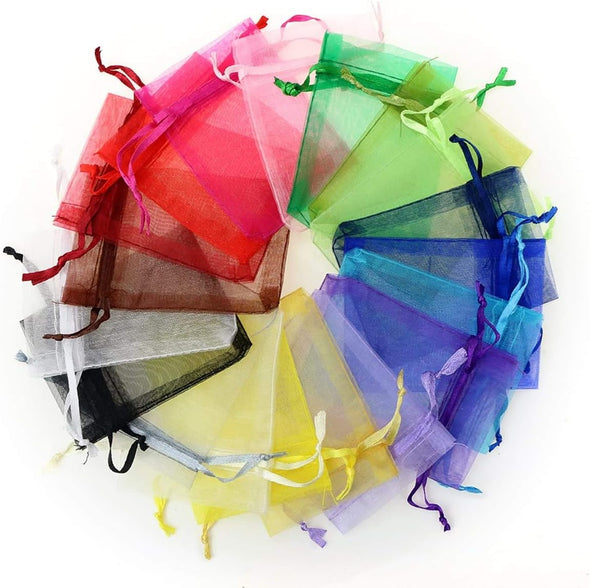 50PCS Premium Sheer Organza Gift Bags, 3X4 Inch Elegant Jewelry Pouches, Wedding Favors, Christmas Party Decorations, Bathroom Soaps & Makeup Wrapping Supplies (White)