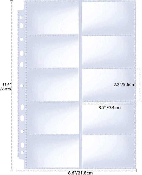 30 Pack 600 Pockets Business Card Sleeves Binder Sheets, Ultra-Clear Business Card Pages for 2/3/4 Ring Binder, Double Sided 10 Pocket Credit Card Pages