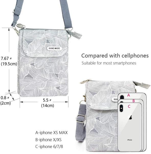 Roomy Cell Phone Purse Wallet Canvas Small Crossbody Purse Bags with Shoulder Strap for Women Teen Girlsl