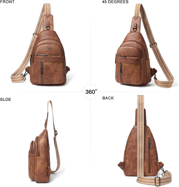 7L Sling Bag for Women Men Backpack Fanny Pack Crossbody Chest Travel Shoulder Belt Bags Purse Handbag PU Leather