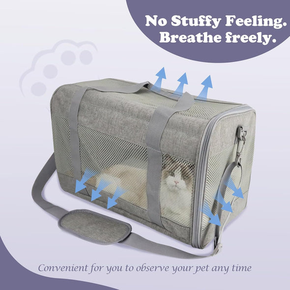 Prodigen Cat Carrier Dog Carriers for Small Dogs Soft Slided Airline Approved Collapsible Pet Travel Carrier, Small (16.3" L X 11.8" H X 12.4" W)