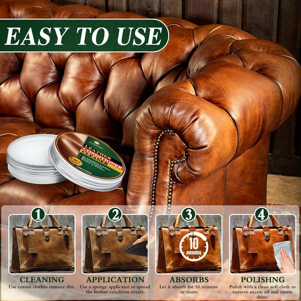 Mink Oil Leather Conditioner, Leather Cleaner with Sponge, All-Natural Leather Softener and Leather Care Restore