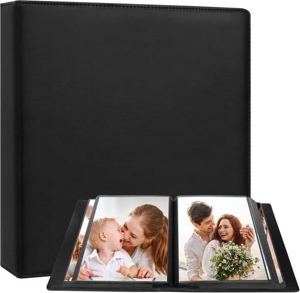 8X10 Photo Album 168 Pockets Holds 168 Photos, Large Capacity Leather Cover Family Wedding Baby Photo Book for 8 X 10 Pictures, Photo Album 8X10 with Black Inner Pages (Black)