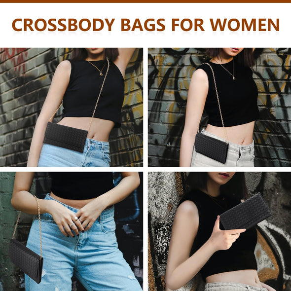 U+U Crossbody Bags for Women, Handbags Cell Phone Wallet Small Purse with Credit Card Slots and Removebale Chain