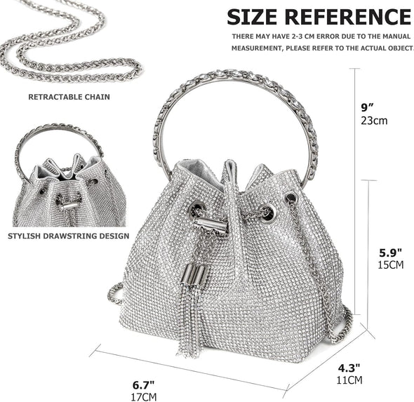 Bling Crystal Rhinestone Purse for Women Sparkly Clutch Handbag Crossbody Bag for Evening Wedding Party Prom