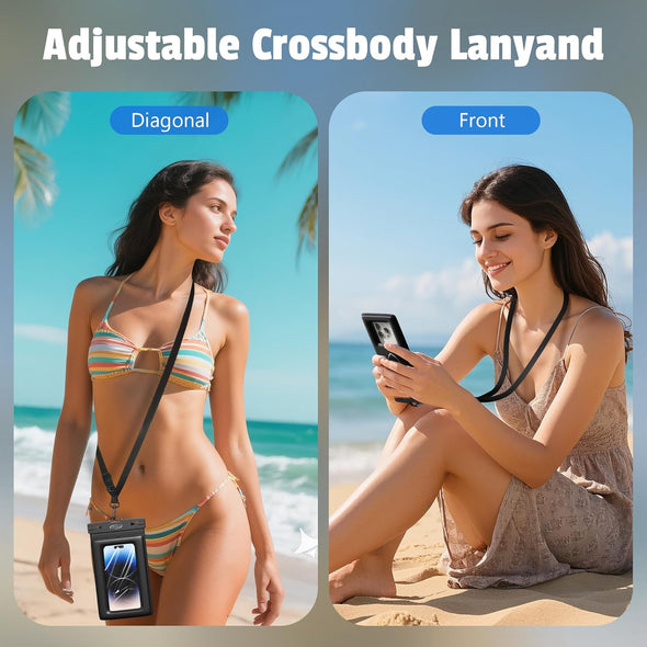 Airuntech Waterproof Phone Pouch,Waterproof Phone Case with Lanyard Protector for Iphone 15 14 13 12 11 Pro Max,Waterproof Cellphone Bag Beach Cruise Ship Essentials Vacation Accessories