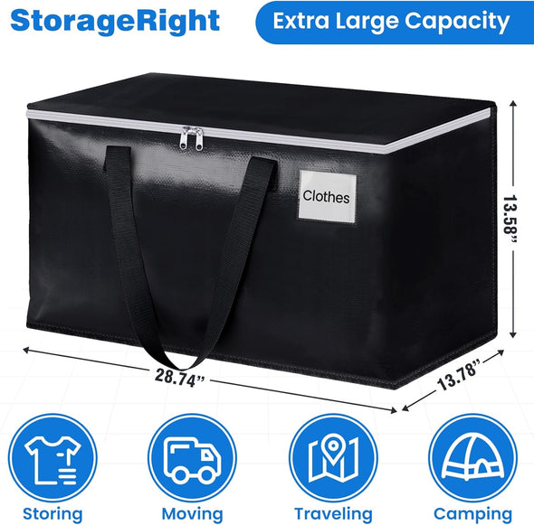 Storageright Large Moving Bags Heavy Duty Storage Totes for Storage,Packing & Moving Collapsible Moving Supplies with Large Capacity, Reinforced Zippers and Handles, 88L, 8 Packs