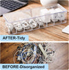 Tatuo 2 Pcs Cable Organizer with 20 Wire Ties,Clear Plastic Cord Charger Storage Box with Clear Lid for Home Office Desk Organization and Accessories