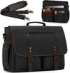 RAINSMORE Mens Messenger Bag 17-17.3 Inch Vintage Canvas Briefcase Water-Resistant Large Computer Laptop Bag Rugged Satchel Shoulder Bag for Work Travel, Bookbag for College