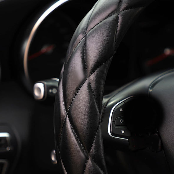 Soft Microfiber Leather Steering Wheel Cover, Universal 15 Inch for Women Girls, Fit Vehicles, Sedans, Suvs, Vans, Trucks - Black