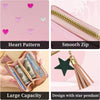 Womens Wallet with Zipper, PU Leather Women'S Wallet with Card Slots, Credit Card Holder Small Wallet with Heart-Embroidery Cute Wallet with Star Tassels Pendant