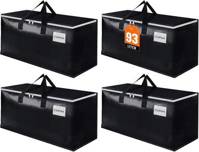 Extra Large Moving Boxes-Moving Bags with Zipper, Carrying Handles and Tag Pocket-Moving Supplies for Space Saving-Totes for Storage - for Moving, Storage, Camping and Travel 93L-4 Pack