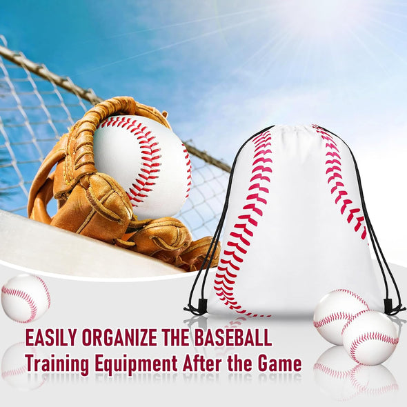 14 Pcs Drawstring Bags Softball Baseball Basketball Football Goodie Favor Bags Cinch Bag Sackpack for Sports Teams (Baseball)