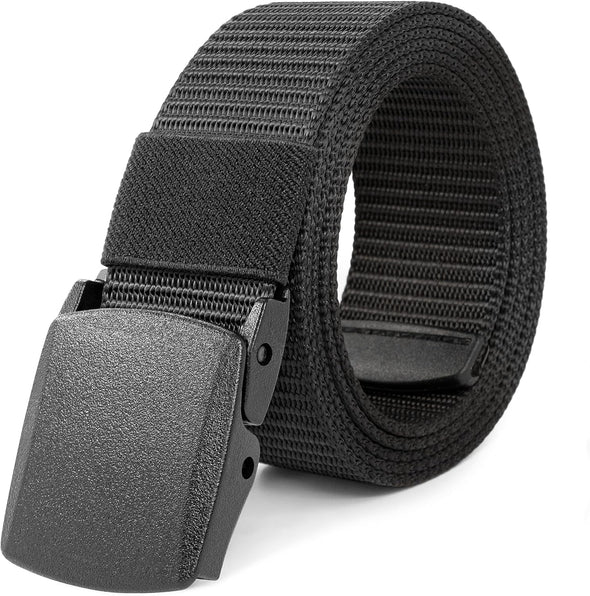 LXMY Work Belts for Men,Belts for Men,Adjustable Nylon Canvas Fabric Golf Belt,No Metal Buckle, Fast Pass through the Airport Security,Suitable for Work and Travel